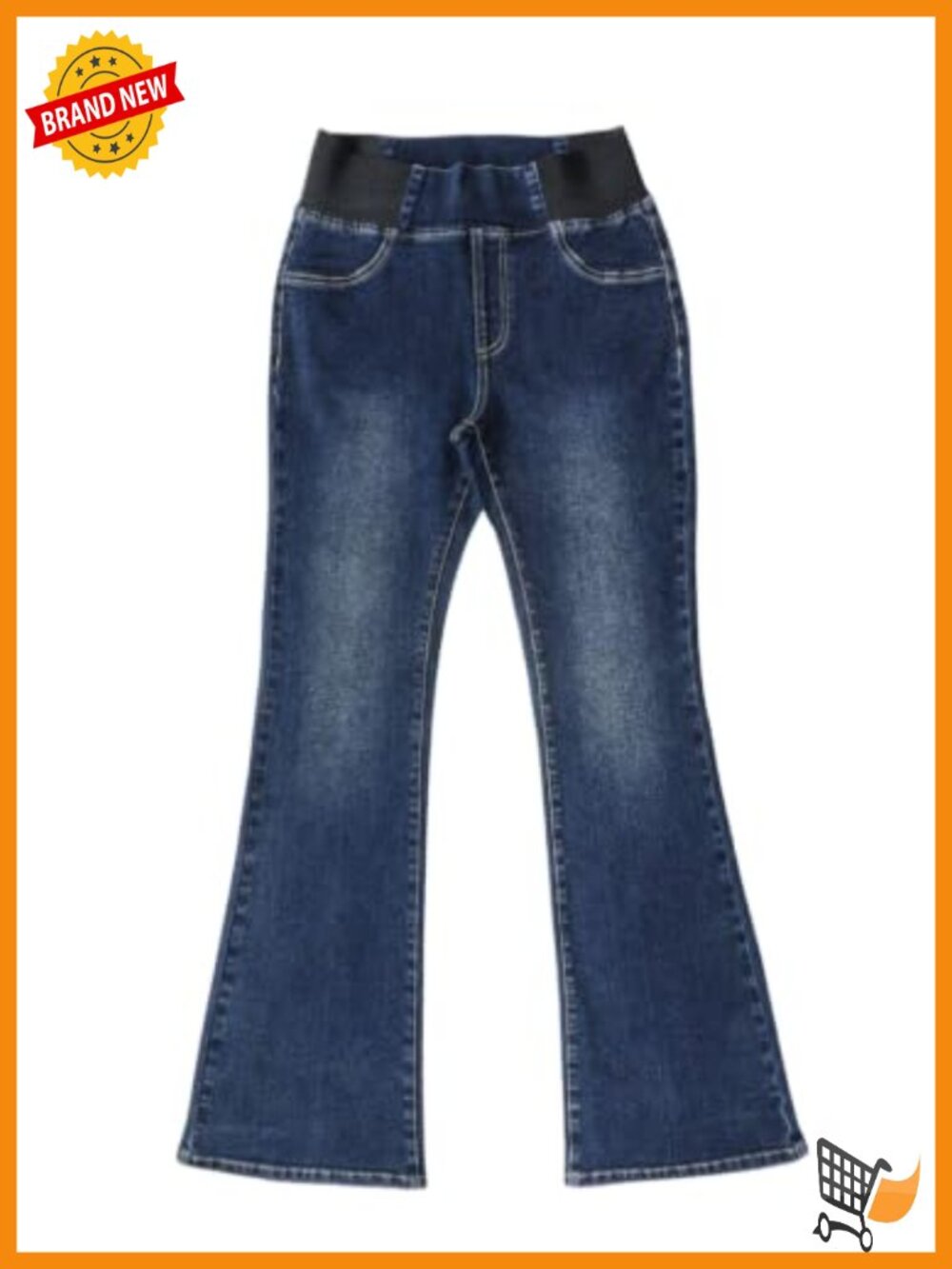 Womens High Waisted Stretchy Flare Jeans Elastic Waistband Bell Bottom - Picture 5 of 6